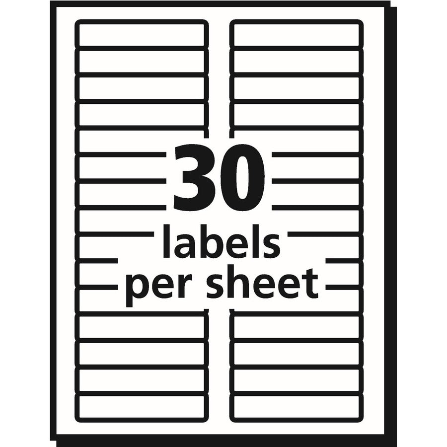 Avery® Filing Labelswith TrueBlock„¢ Technology for Laser and Inkjet Printers, 3-7/16" x 2/3" , White