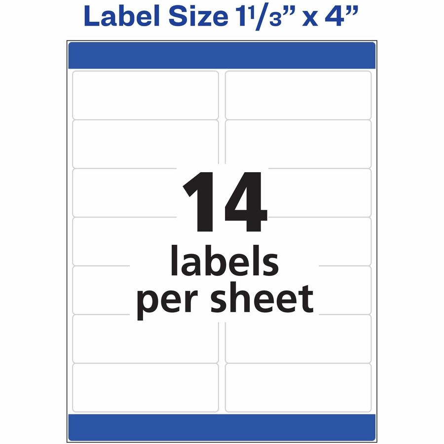 Avery® White Rectangle Labels with Sure Feed„¢ TechnologyEasy Peel®, 1-1/3" x 4" , Permanent Adhesive, for Laser and Inkjet Printers