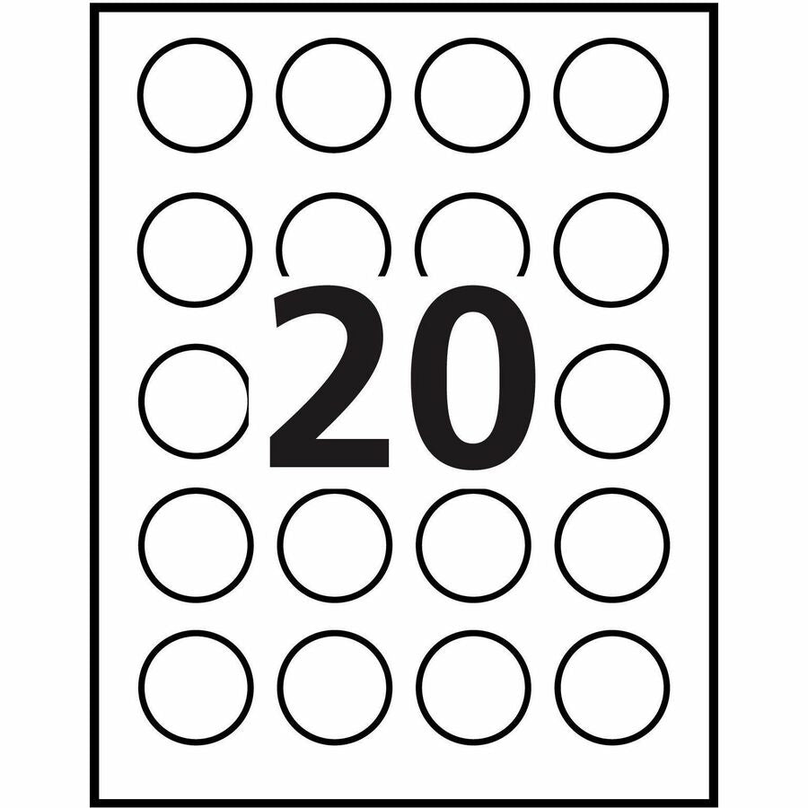 Avery® High-Visibility Labelsfor Inkjet Printers, 1-1/2" Diameter, White