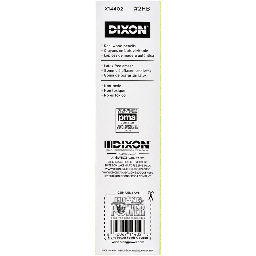 Dixon Woodcase No.2 Eraser Pencils