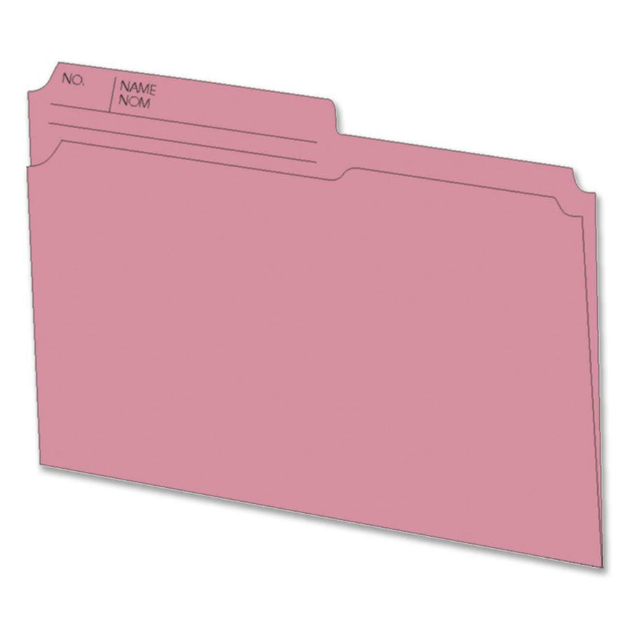 Hilroy Coloured File Folders - Letter, 1/2-Cut Tab, Box of 100 - Pink
