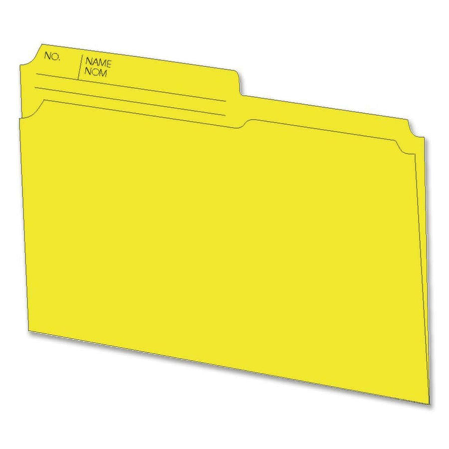 Hilroy Coloured File Folders - Letter, 1/2-Cut Tab, Box of 100 - Yellow