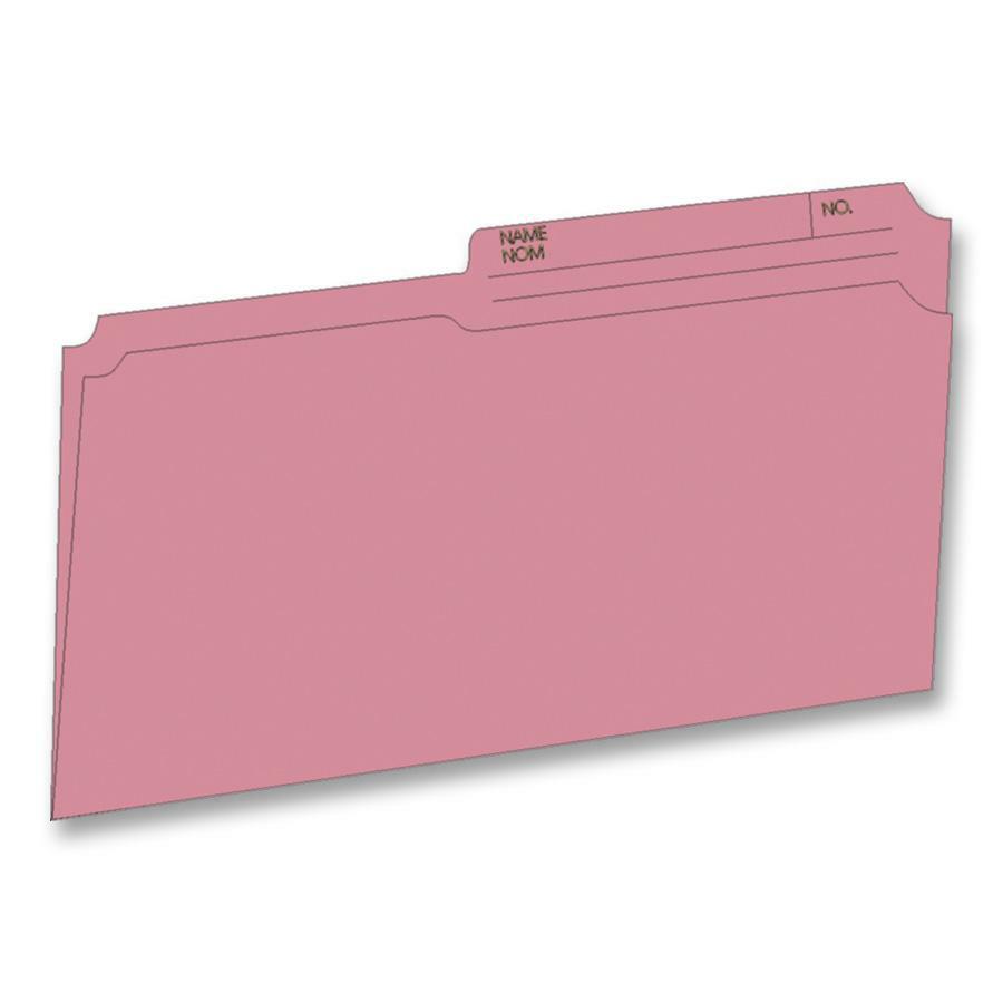 Hilroy Coloured File Folders - Legal, 1/2-Cut Tab, Box of 100 - Pink