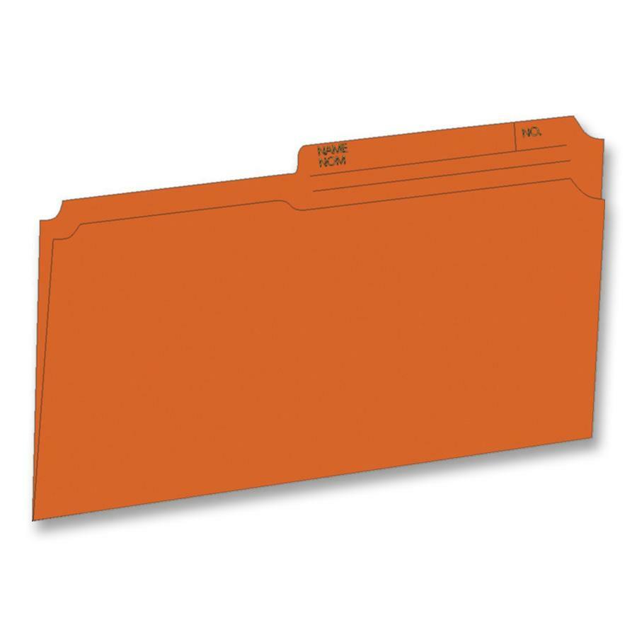 Hilroy Coloured File Folders - Legal, 1/2-Cut Tab, Box of 100 - Orange