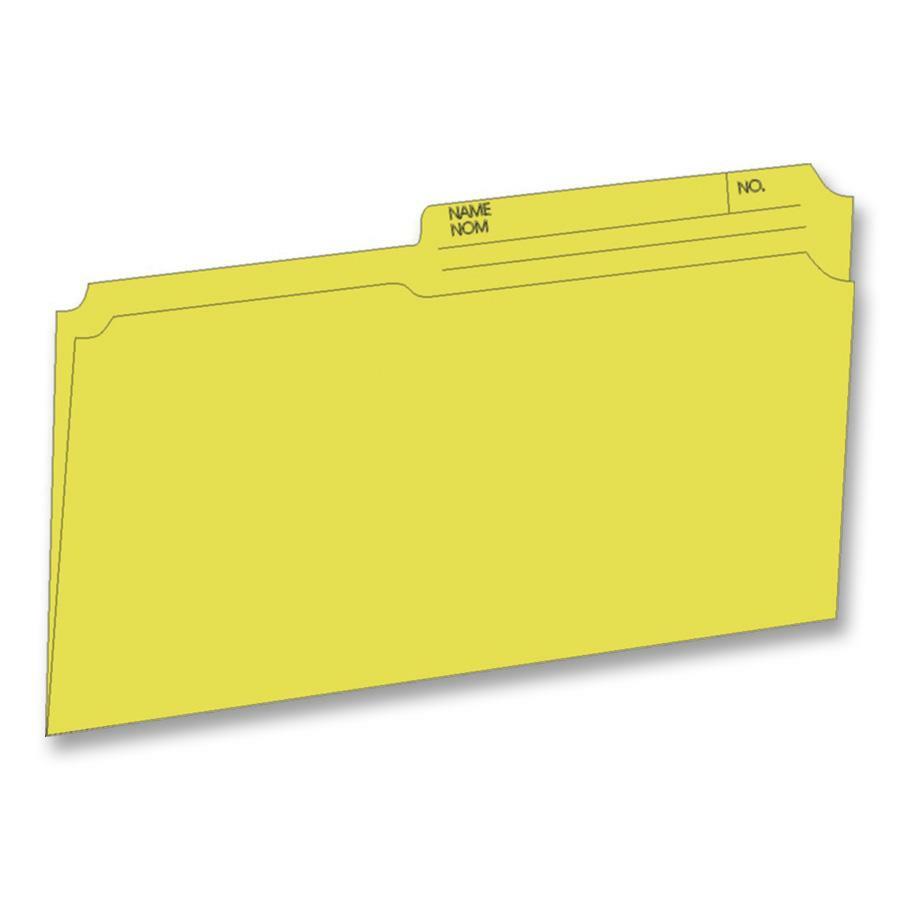 Hilroy Coloured File Folders - Legal, 1/2-Cut Tab, Box of 100 - Yellow