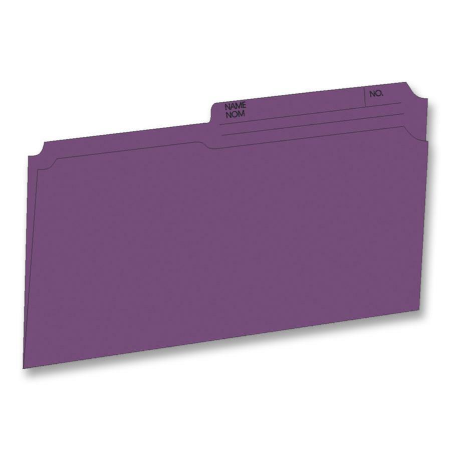 Hilroy Coloured File Folders - Legal, 1/2-Cut Tab, Box of 100 - Violet