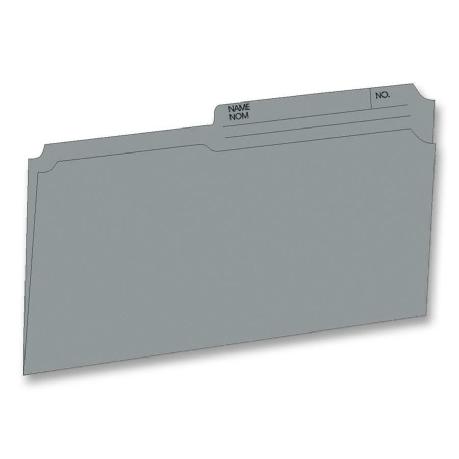 Hilroy Coloured File Folders - Legal, 1/2-Cut Tab, Box of 100 - Grey