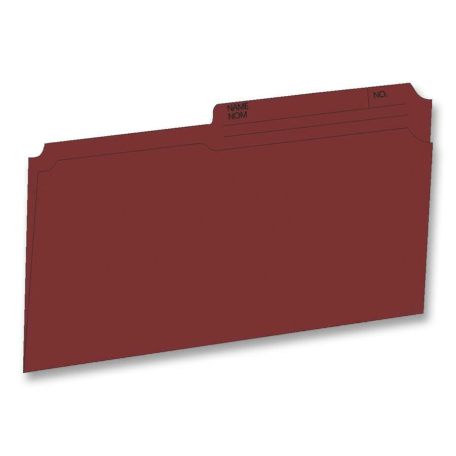 Hilroy Coloured File Folders - Legal, 1/2-Cut Tab, Box of 100 - Burgundy