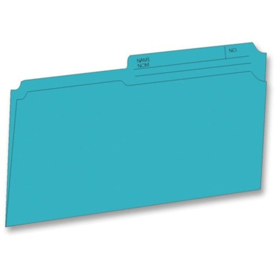 Hilroy Coloured File Folders - Legal, 1/2-Cut Tab, Box of 100 - Teal