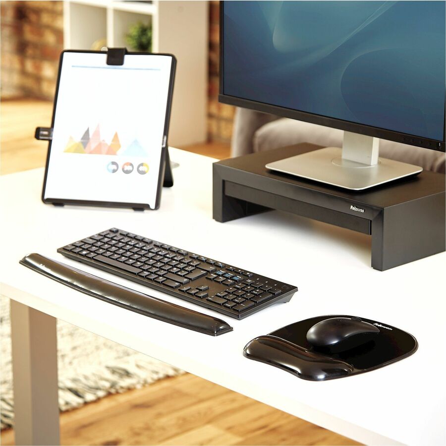 Fellowes Crystals Gel Mouse Pad with Wrist Rest — Black