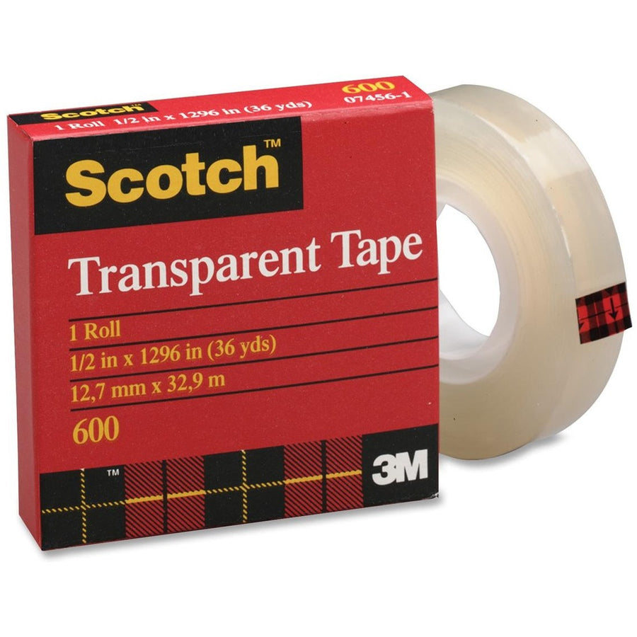 Scotch Transparent Tape Refill, 1/2 in x 36 yd (12.7 mm x 32.9 m)