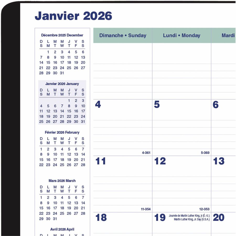 Blueline 2026 Essential 16-Month Monthly Planner - September-December - 9-1/4" x 7-1/4" - Black - Bilingual C120081BT