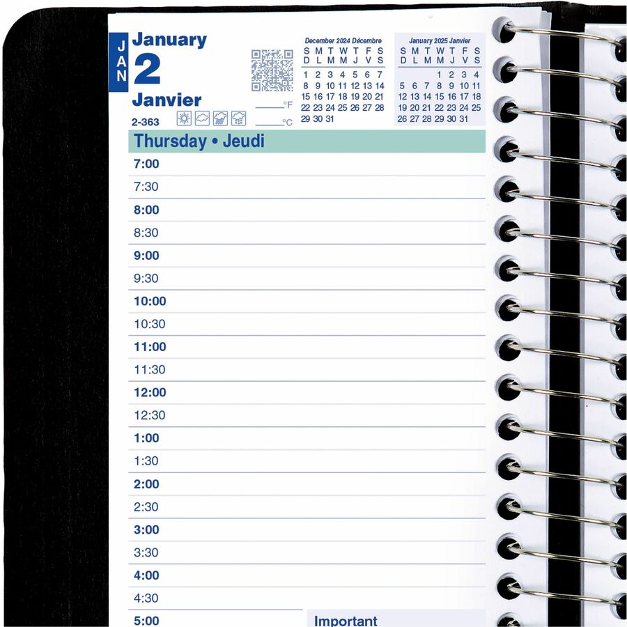 Blueline 2026 12-Month Daily Pocket Planner - January to December - 6" x 3-1/2" - Black - Bilingual