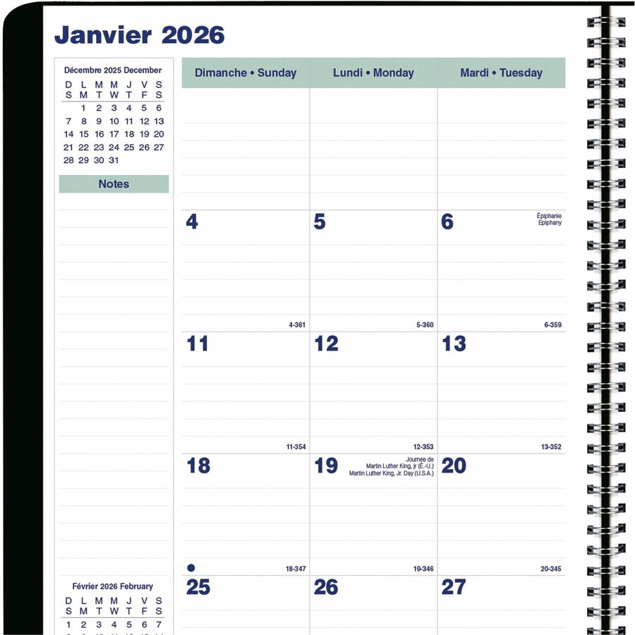 Blueline 2026 Essential 16-Month Monthly Planner - September-December - 11" x 9-1/16" - Black - Bilingual