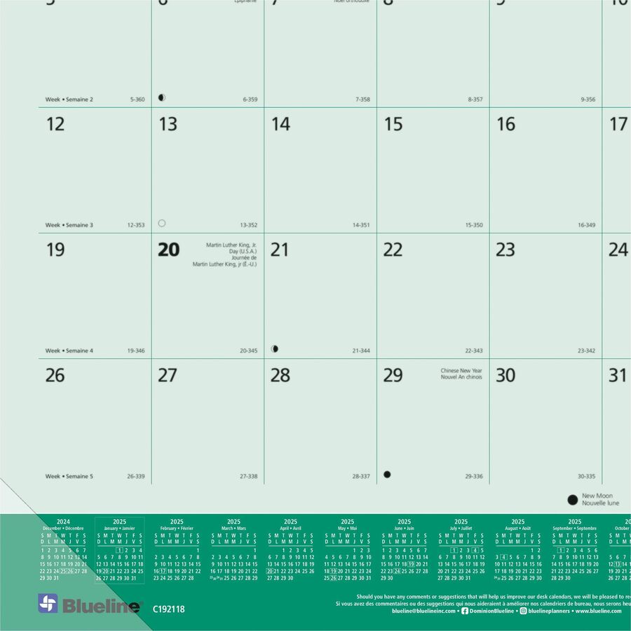 Blueline 2026 Imagine Sous-main mensuel/Calendrier de 12 mois - Janvier à décembre - 22" x 17" - Provinces canadiennes - Bilingue