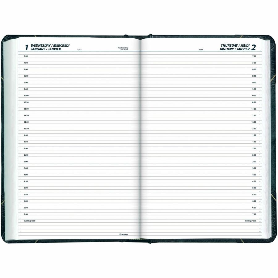 Blueline Daily Planner 2025 — Hardcover, Bilingual, 13⅜" x 8"