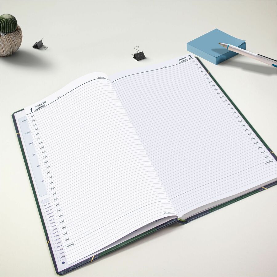 Brownline 2026 Traditional 12-Month Daily Planner - January to December - 13-3/8" x 8" - Marble Green - English
