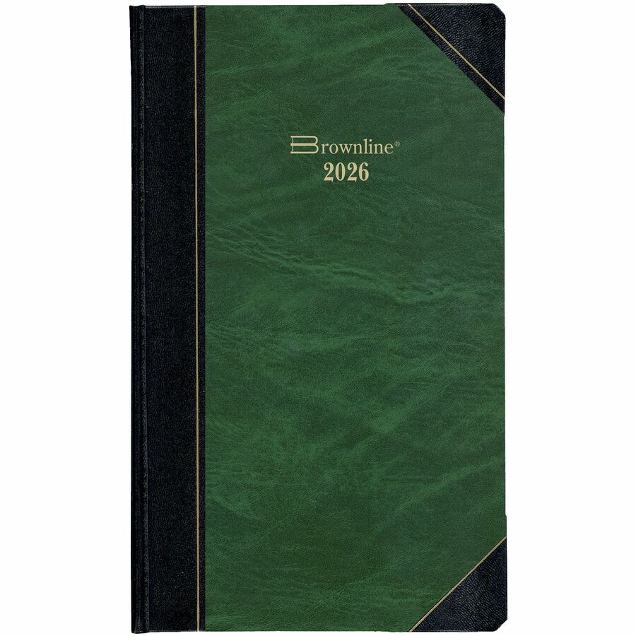 Brownline 2026 Traditional 12-Month Daily Planner - January to December - 13-3/8" x 8" - Marble Green - English