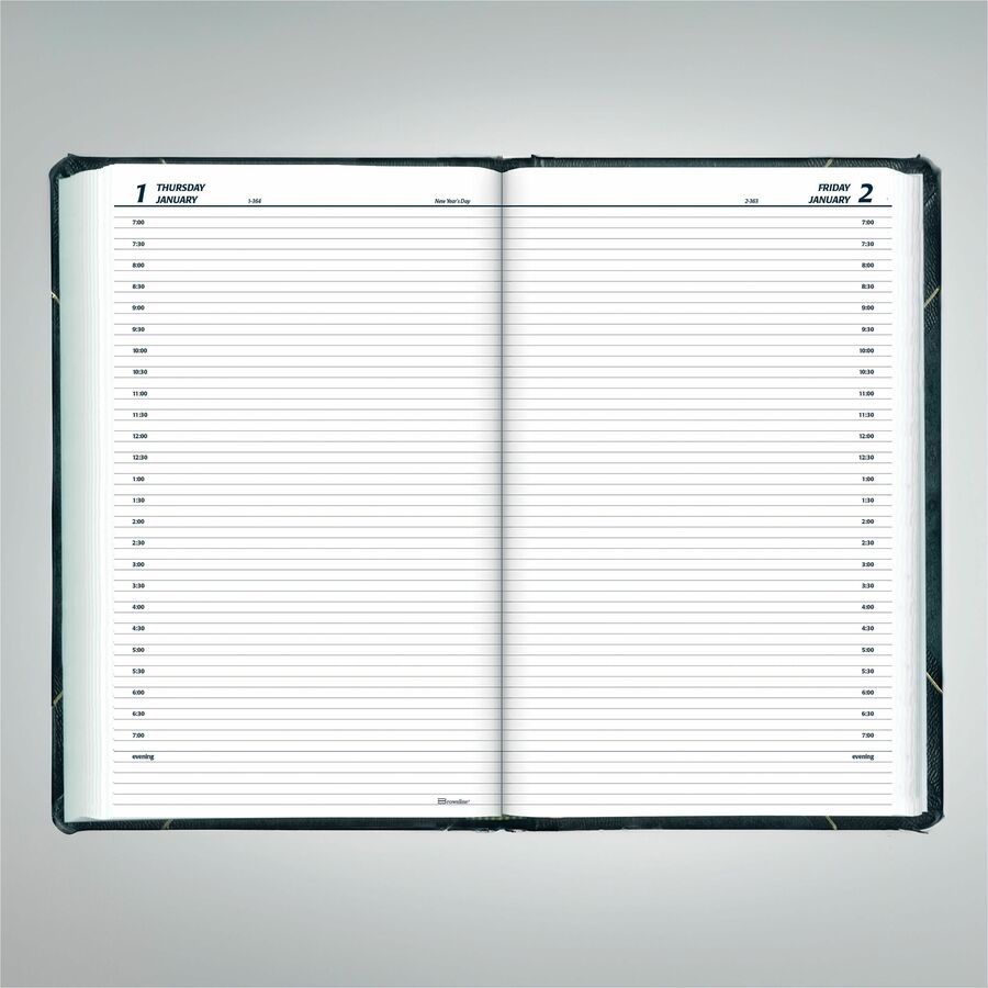 Brownline 2026 Traditional 12-Month Daily Planner - January to December - 13-3/8" x 8" - Marble Green - English