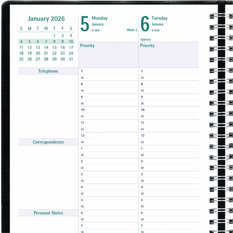 Blueline 2026 Timanager 13-Month Weekly/Monthly Planner - December to December - 10-1/4" x 7-5/8" - Black - English C590081