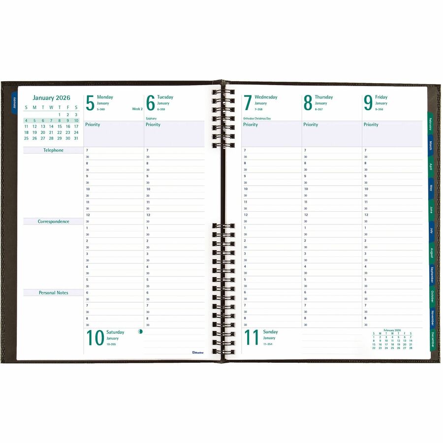 Blueline 2026 Timanager CoilPro 13-Month Weekly Planner - December to December - 10-1/4" x 7-5/8" - Black - English C590581