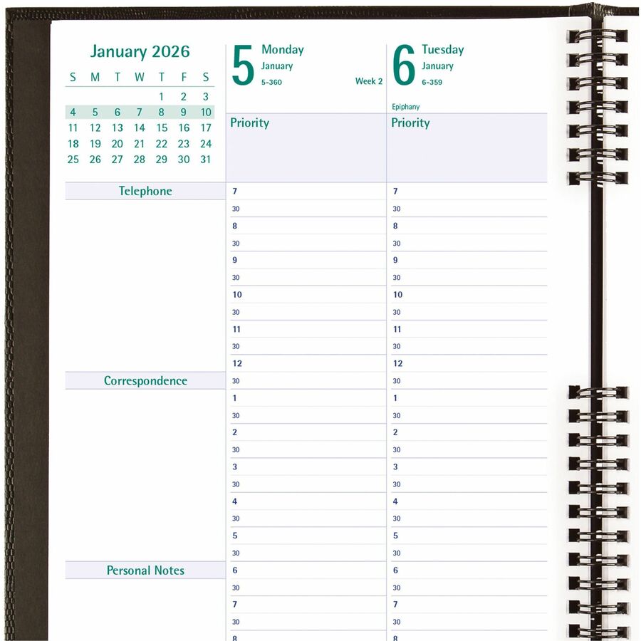 Blueline 2026 Timanager CoilPro 13-Month Weekly Planner - December to December - 10-1/4" x 7-5/8" - Black - English C590581