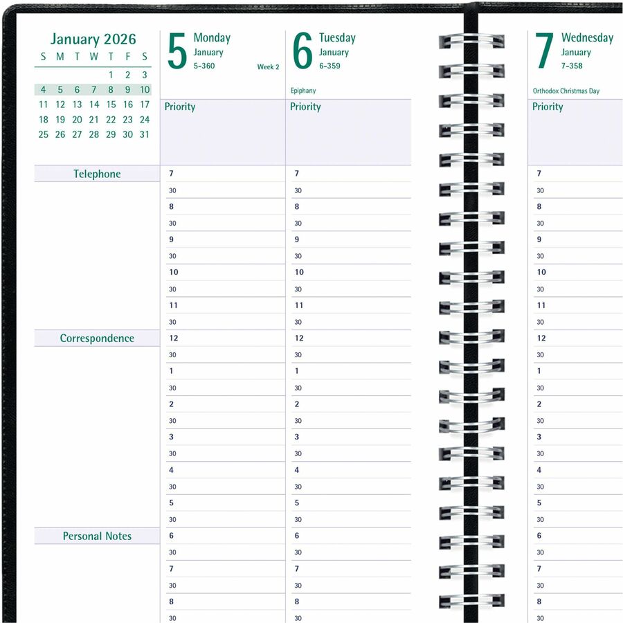 Blueline 2026 Timanager 13-Month Weekly/Monthly Planner - December to December - 9-1/16" x 5-7/8" - Black - English C591081