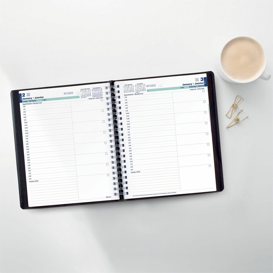 Blueline 2026 12-Month Daily Planner - January to December - 8.5x11 - Black - Bilingual C96581BT
