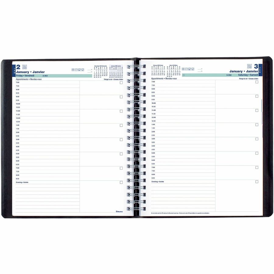 Blueline 2026 12-Month Daily Planner - January to December - 8.5x11 - Black - Bilingual C96581BT