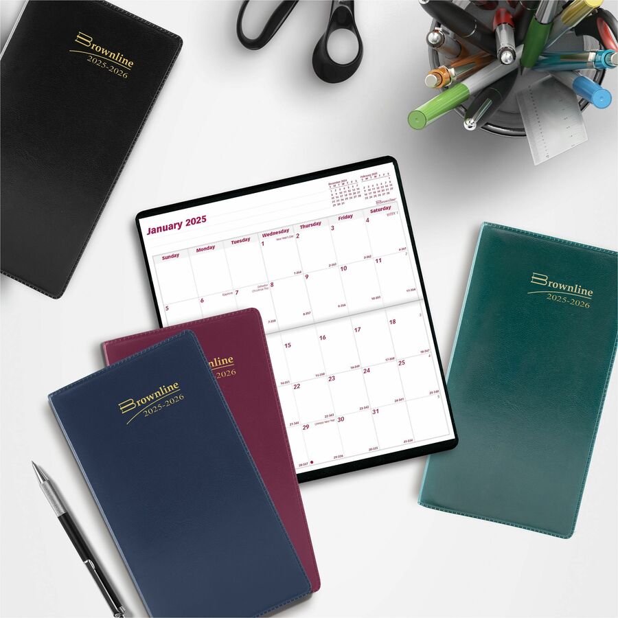 Brownline 2026 2-Year Monthly Pocket Planner - January to December - 6-1/2" x 3-1/2" - Assorted Colours - English