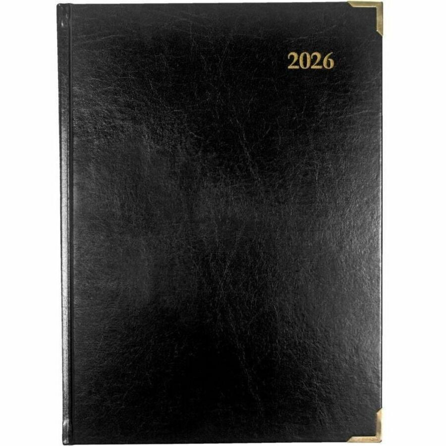 Brownline Executive Weekly Planner, 10-7/8" x 7-5/8" , Trilingual, Black