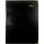 Brownline Executive Daily Planner, 10-7/8" x 7-5/8" , Trilingual, Black