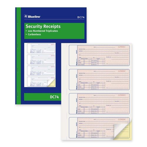 Blueline Security Receipts (without stub)