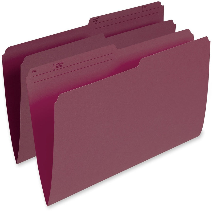 Pendaflex Coloured Top-Tab File Folders - Legal, 1/2-Cut, Box of 100 - Burgundy