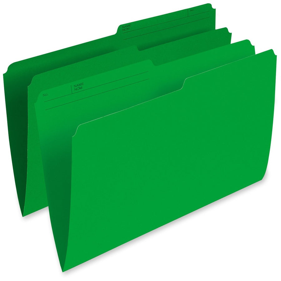 Pendaflex Coloured Top-Tab File Folders - Legal, 1/2-Cut, Box of 100 - Green