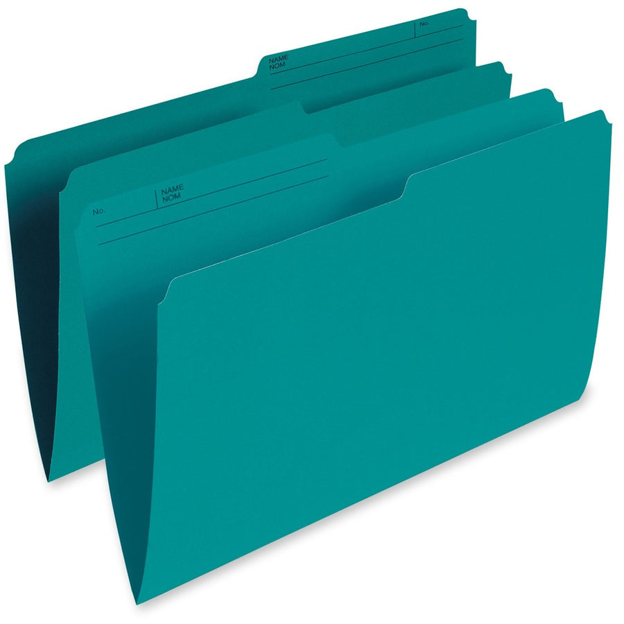 Pendaflex Coloured Top-Tab File Folders - Legal, 1/2-Cut, Box of 100 - Teal