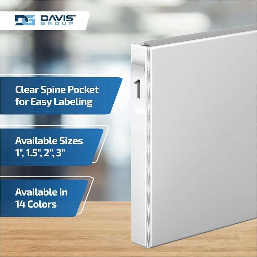 Davis Group Premium Economy, Angle D Ring, Binder, (White, 1")