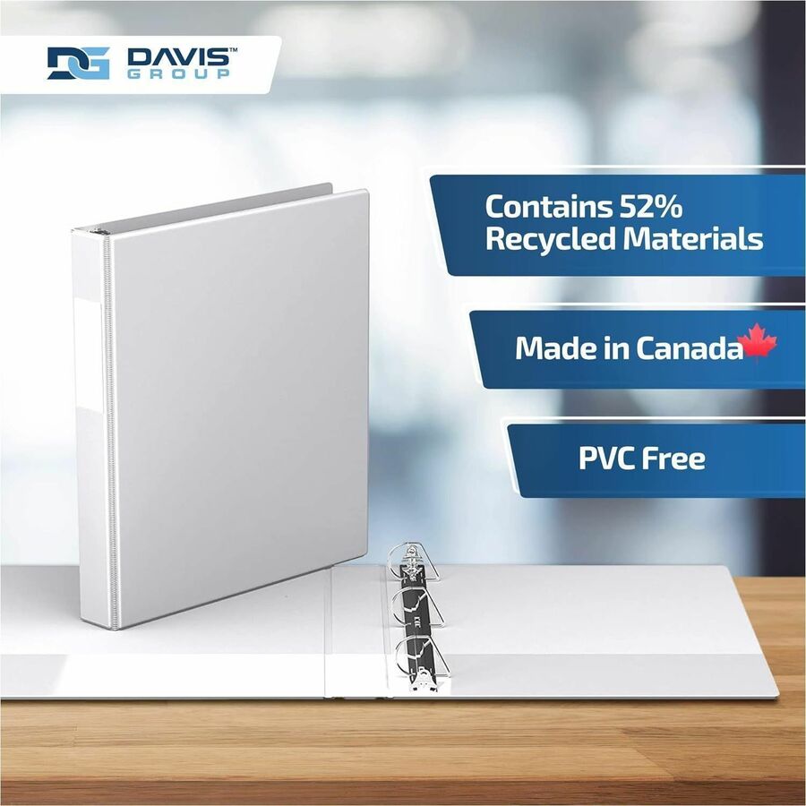 Davis Group Premium Economy, Angle D Ring, Binder, (White, 1")
