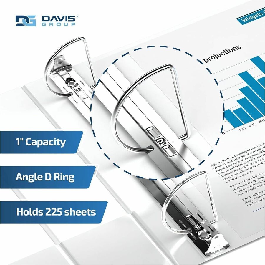 Davis Group Premium Economy, Angle D Ring, Binder, (White, 1")