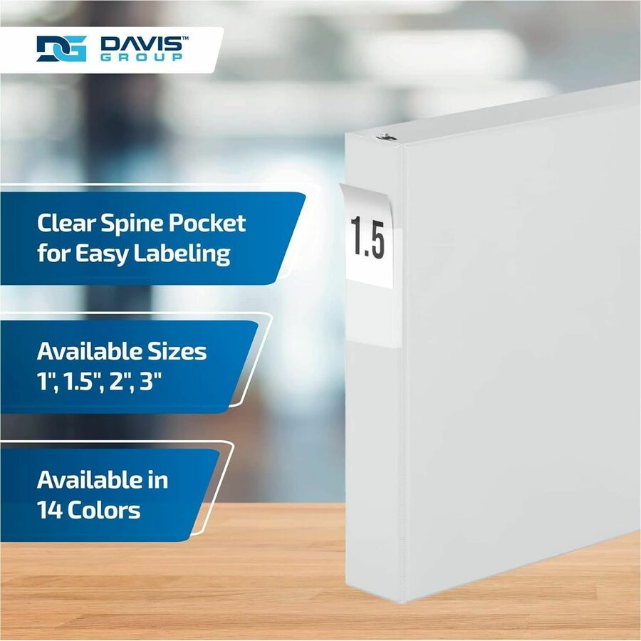 Davis Group Premium Economy, Angle D Ring, Binder, (White, 1.5")