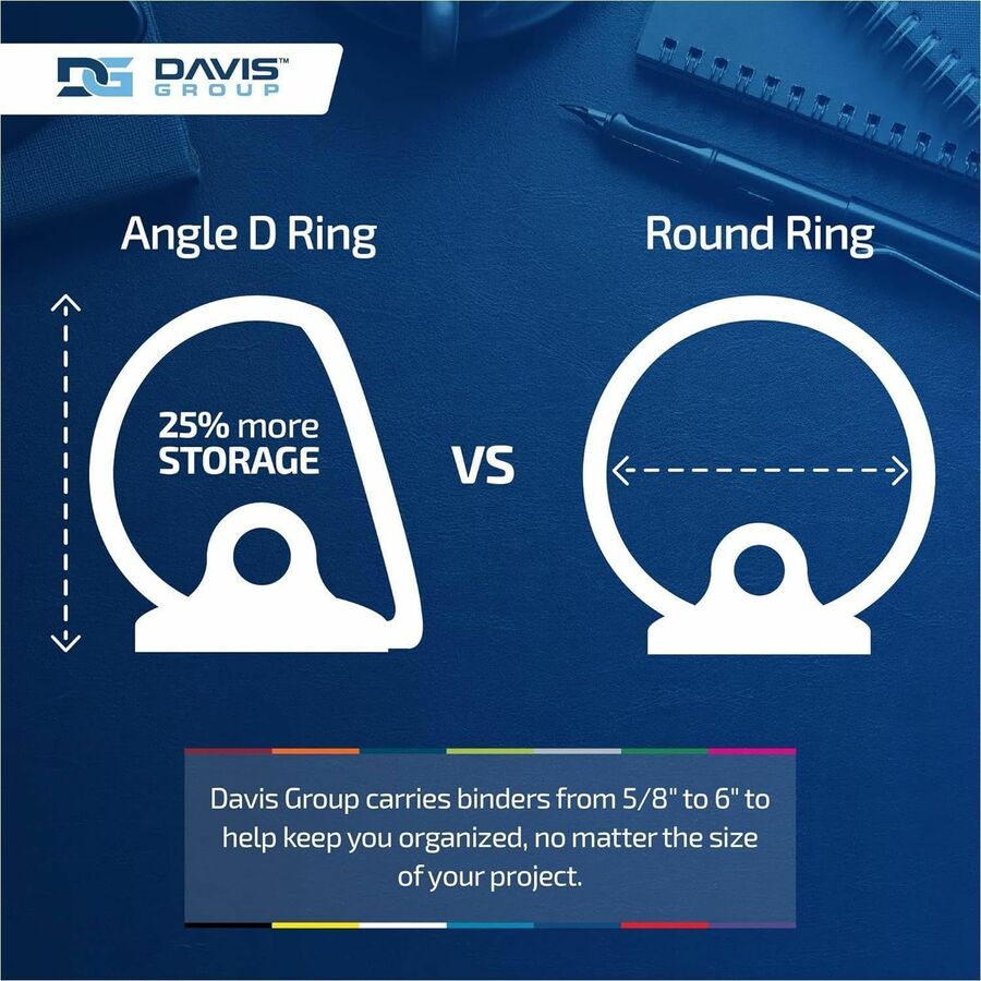 Davis Group Premium Economy, Angle D Ring, Binder, (White, 1.5")