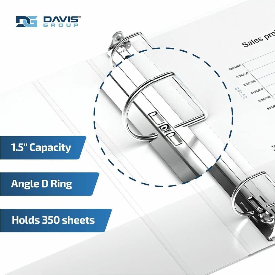 Davis Group Premium Economy, Angle D Ring, Binder, (White, 1.5")