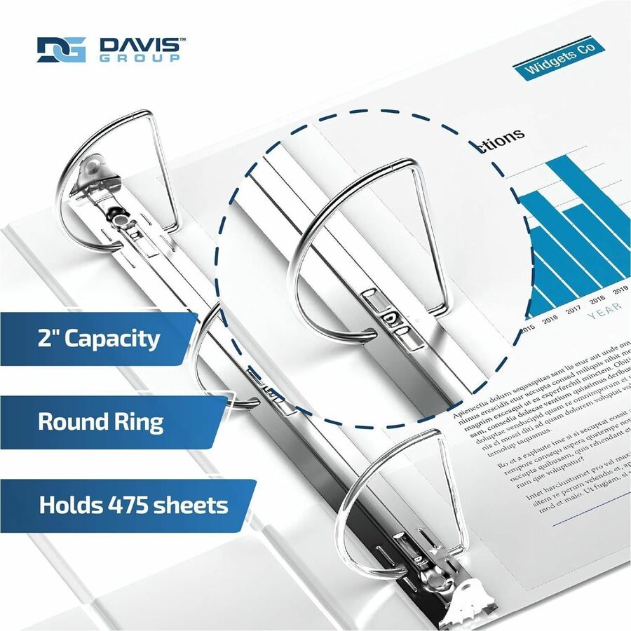 Davis Group Premium Economy, Angle D Ring, Binder, (White, 2")