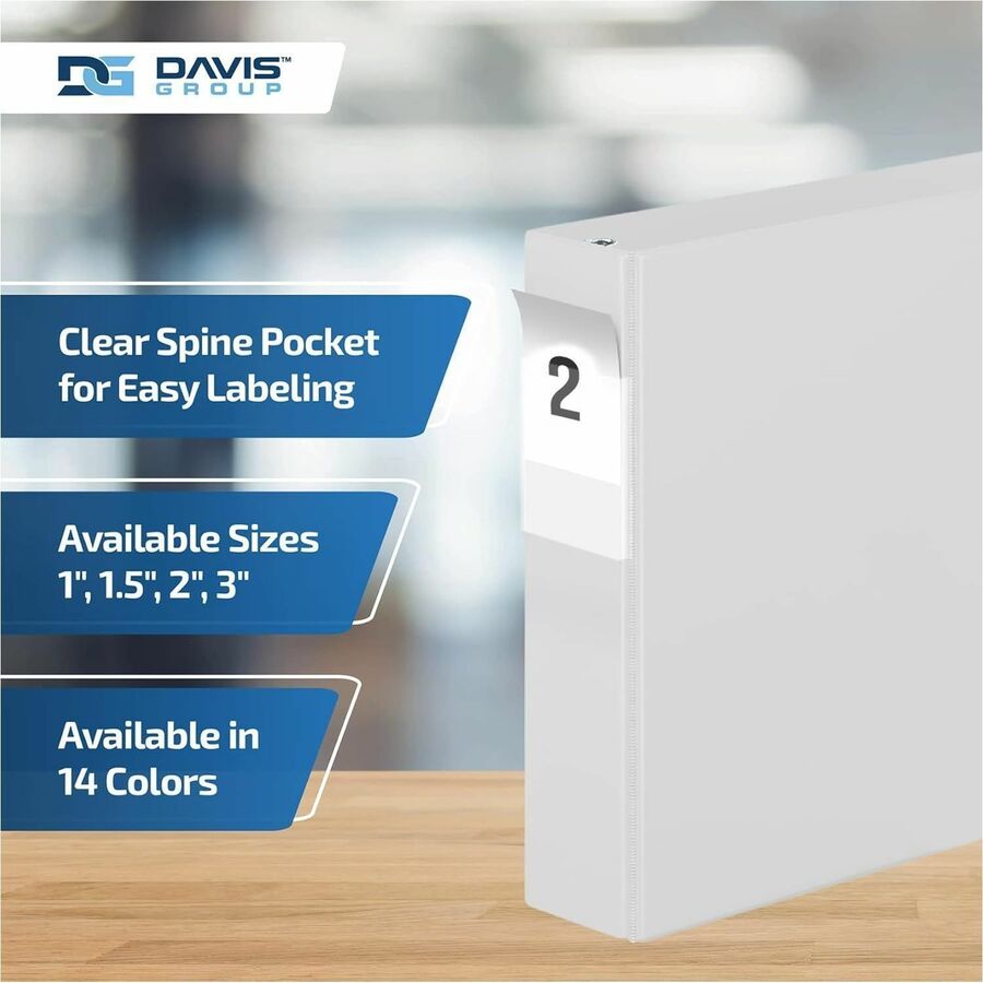 Davis Group Premium Economy, Angle D Ring, Binder, (White, 2")