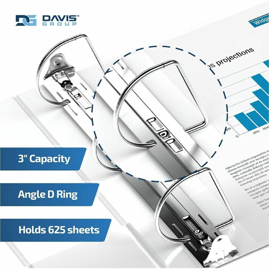 Davis Group Premium Economy, Angle D Ring, Binder, (White, 3")