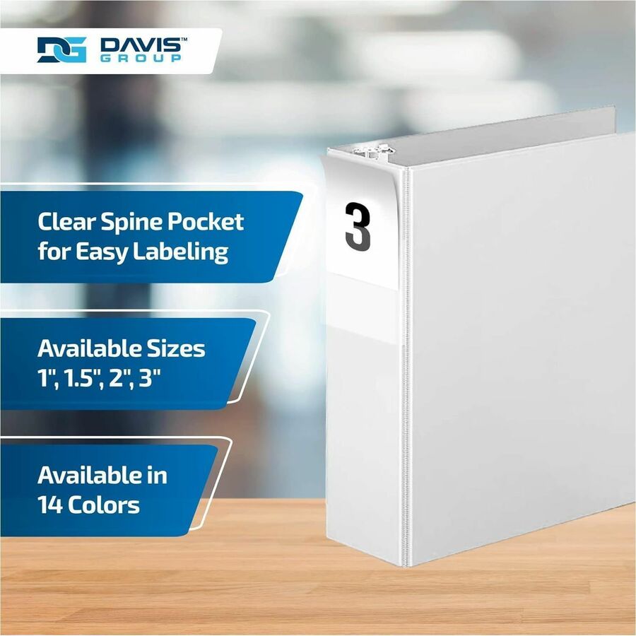 Davis Group Premium Economy, Angle D Ring, Binder, (White, 3")