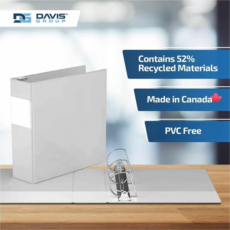 Davis Group Premium Economy, Angle D Ring, Binder, (White, 3")