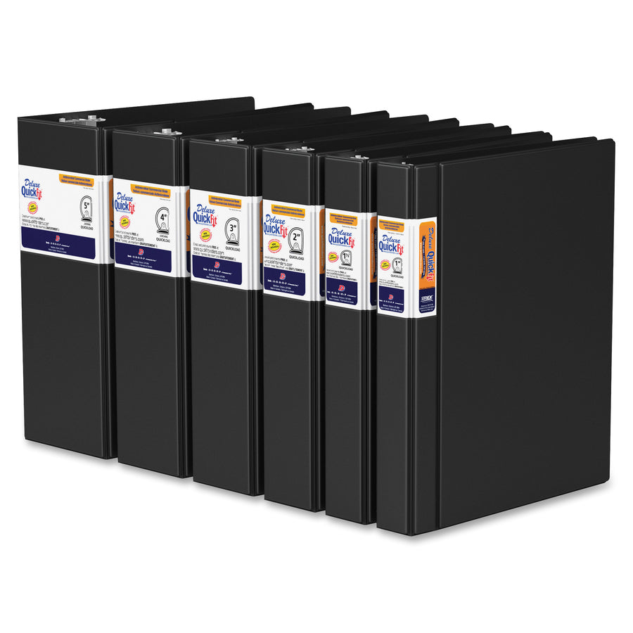 QuickFit Heavy-Duty Commercial Binder, 3-Ring D-Ring Binder, Black, 1 Inch