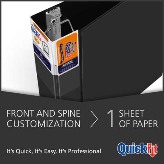 QuickFit Heavy-Duty Commercial Binder, 3-Ring D-Ring Binder, Black, 1.5 Inch