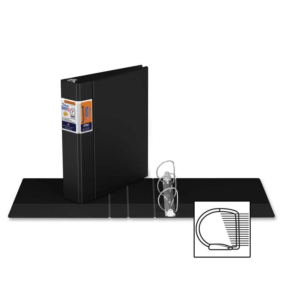 QuickFit Heavy-Duty Commercial Binder, 3-Ring D-Ring Binder, Black, 2 Inch